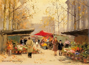EC flower stalls at la madeleine Parisian Oil Paintings